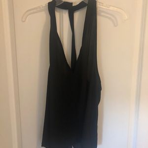 ASOS black low v cut tank with t strap back.